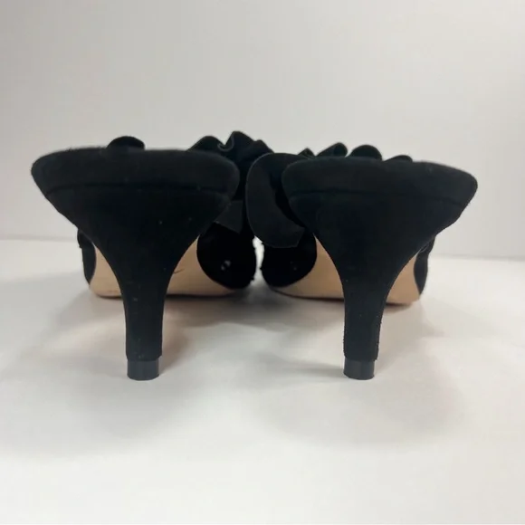 Loeffler Randall Berkley Black Suede Sequin Mule Kitten Heel Pointed Toe size 10